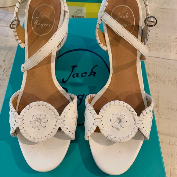 Jack Rogers Shoes - Jack Rogers White Leather Wedges